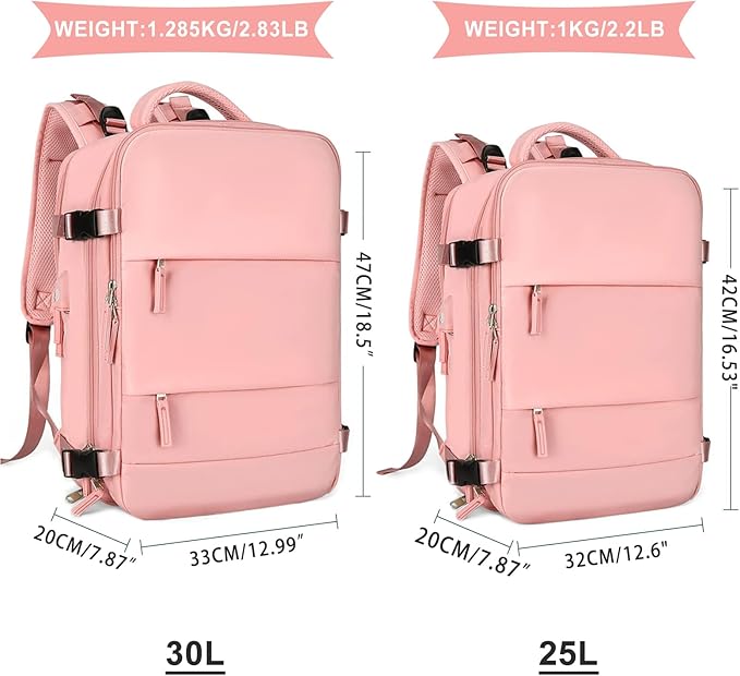 coowoz Large Travel Backpack For Women Men,Carry On Backpack Flight Approved,Hiking Backpack Waterproof Outdoor Sports Rucksack Casual Daypack Fit 15.6 Inch Laptop Shoes Compartment