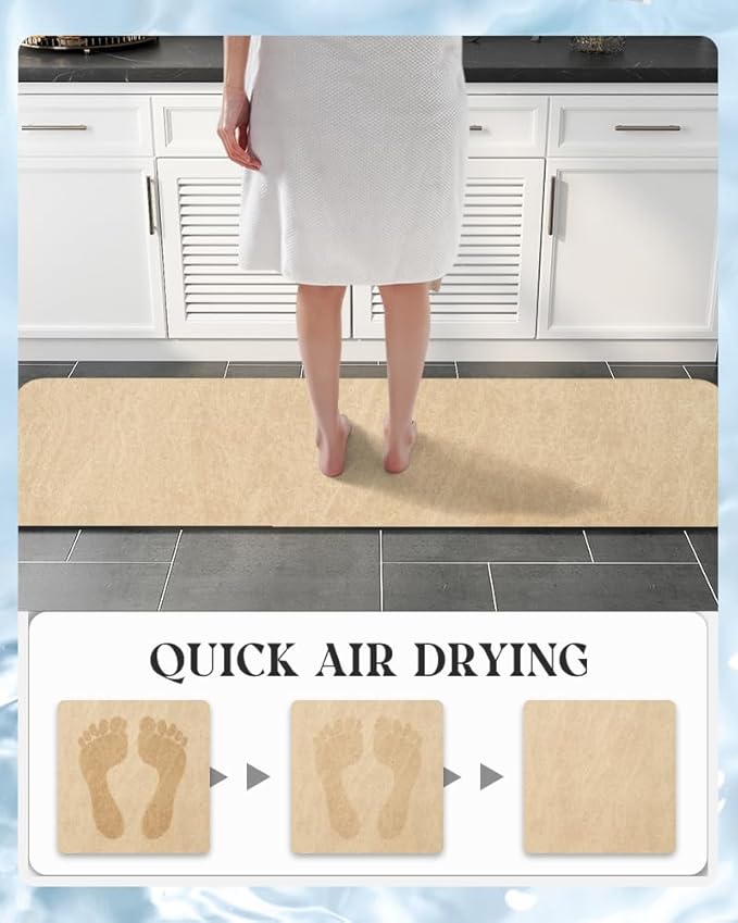 MontVoo -Bath Mat Rug-Rubber Backing Non Slip Quick Dry Absorbent Thin Bathroom Rugs Fit Under Door-Faux Suede Surface Bathroom Floor Mats-Shower Rug for in Front of Bathtub Shower Beige 24"X70"