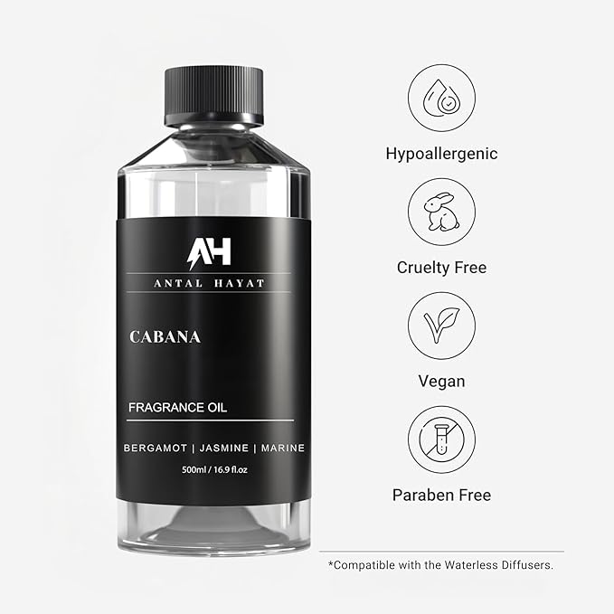 Hotel Scents Diffuser Oil Cabana - Aromatherapy Fragrance Inspired by Ritz Carlton Diffuser Scent - Luxurious Aromatherapy Oil with Bergamot, Jasmine, Marine - Luxury Home Scents Refill - 500mL