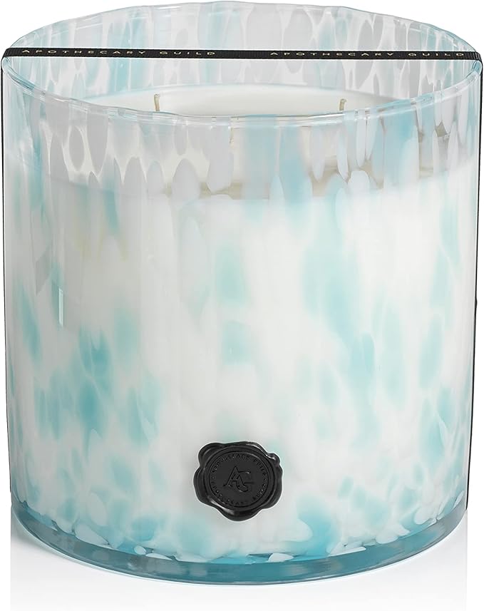 Zodax Apothecary Guild Apothecary Guild Opal Glass Five-Wick Candle Jar 8 in x8 in 250 Hours Burn Time Aqua Blue Sunset Beach
