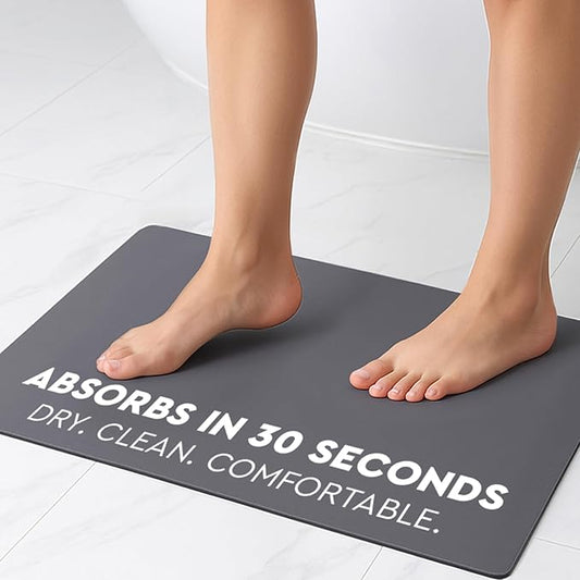 Homergy Bath Mat – Super‑Absorbent & Quick‑Dry with Non‑Slip Rubber Backing, Machine Washable & Odor Resistant – 16×24 in, Dark Gray