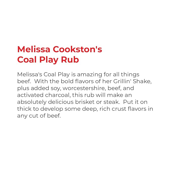 Melissa Cookston's Coal Play BBQ Rub, Award Winning Barbecue Rubs, 11.91 Oz