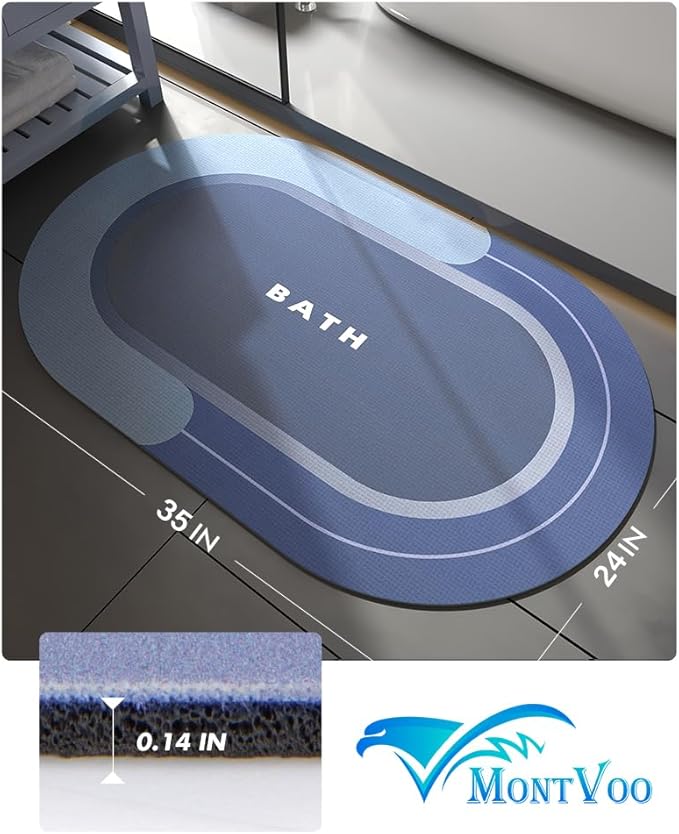 MontVoo Bath Mat - Non Slip, Quick Dry, Stain Resistant Bath Mat Rug for Bathroom Floor - Easy Care Shower Rug for Outside Bathtub - 24"x35" Navy