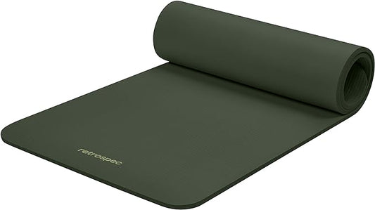 Retrospec Solana Yoga Mat 1/2" Thick w/Nylon Strap for Men & Women - Non Slip Exercise Mat for Yoga, Pilates, Stretching, Floor & Fitness Workouts