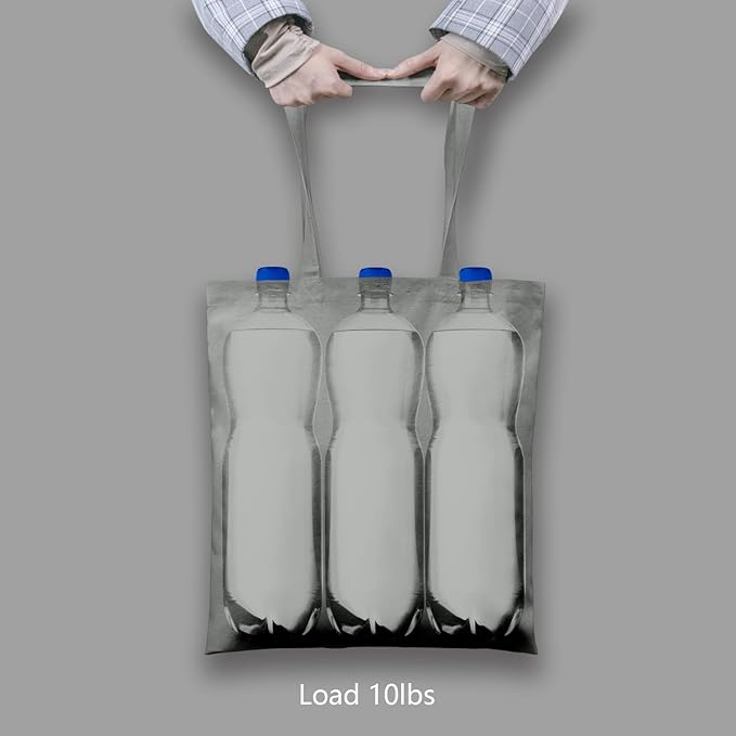 TOPDesign 12-Pack Economical 16"x15" Light Grey Cotton Tote Bags, Lightweight Medium Reusable Grocery Shopping Cloth Bags, Suitable for DIY, Advertising, Promotion, Gift, Activity