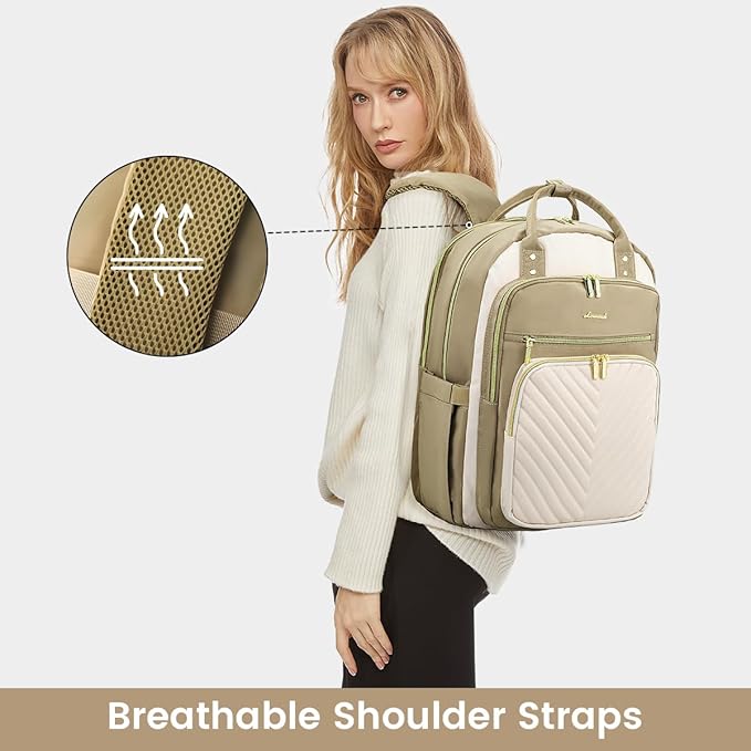 LOVEVOOK Laptop Backpack for Women, Water Resistant Travel Work Backpacks Purse Stylish Business Teacher Nurse Computer Bag with USB Charging Port