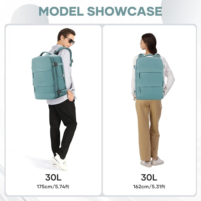 coowoz Large Travel Backpack For Women Men,Carry On Rucksack Flight Approved,Hiking Backpack Waterproof Outdoor Sports Casual Daypack Fit 15.6 Inch Laptop Compartment (Blue)