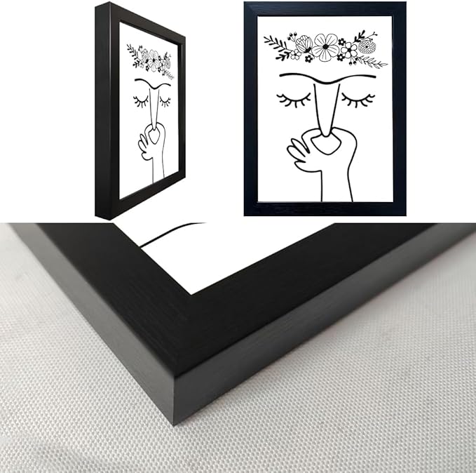 Black and White Bathroom Wall Art - Framed Funny Decor for Guest Toilet - Modern Minimalistic Canvas Print Sign - Humorous Artworks