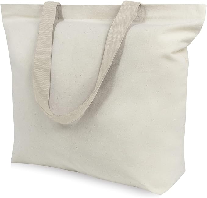 TOPDesign 12-Pack Canvas Tote Bags with Magnetic Snap, Reusable Grocery Shopping Bags, DIY Your Creative Designs