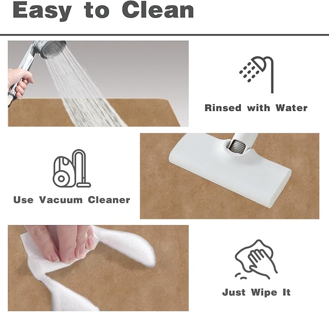 Bathroom Mat Quick Dry, Bathroom Rugs Non Slip Washable Thin Absorbent Bath Mat Fits Under Door Bathroom Floor Mat Perfect for Bath, Shower, or Sink 20"x30" Camel