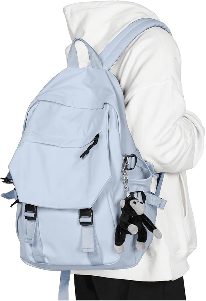 coowoz College Backpack Waterproof Black College Bags For Women Lightweight Travel Rucksack Casual Daypack Laptop Backpacks For Men Women(Grey Blue)