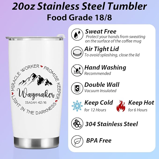 Christian Gifts for Women Her Tumbler, Inspirational Bible Verse Scripture Gifts Birthday Christmas, Faith Religious Coffee Mug Stainless Steel Vacuum Insulated Double Wall Travel Cup with Lid，20oz