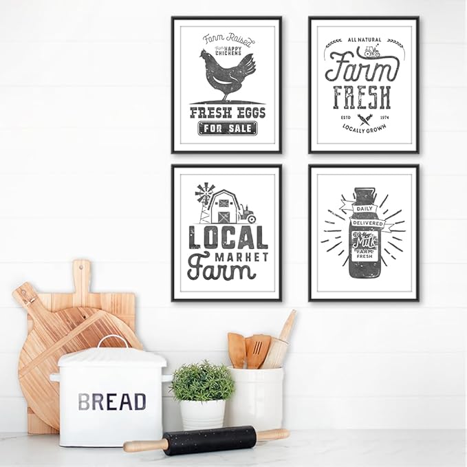 Farmhouse Decor - Kitchen Art Prints (Set of 4) - Unframed - 8x10s | Beautifully Designed Wall Art to Add a Cozy and Inviting Touch to Your Home | Living Room Décor | Unique Wall Décor