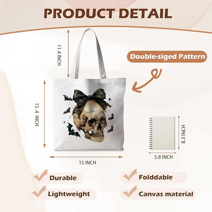 Halloween Tote Bag, Halloween Gifts for Women, Horror Tote Bag, Reusable Grocery Bags Shopping Bags