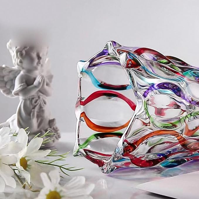 Hand Painted Colorful Vase 11" Tall,Flower Vase Decor for Home Dining Table Living Room,Office Wedding Holiday Party,Handmade Decorative Flower Vase (Colorful)