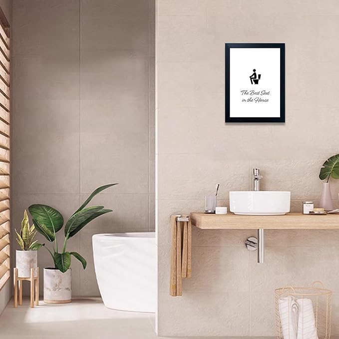 Trendy Black & White Framed Wall Art - Funny Bathroom Quote for Restroom & Washroom