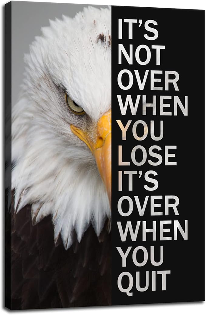 WYJZDZQ8 Animal Motivational Canvas Office Print Wall Art Eagle Inspirational Picture Animal Poster Painting Modern Inspiring Artwork for Home Living Room Office Decor Ready to Hang [12''W x 18''H]