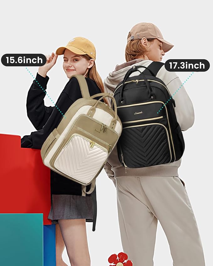 LOVEVOOK 15.6 Inch Laptop Backpack for Women,Large Capacity Work Backpack Purse for Women,Waterproof Travel Day Pack for Teacher Nurse,Khaki-Beige