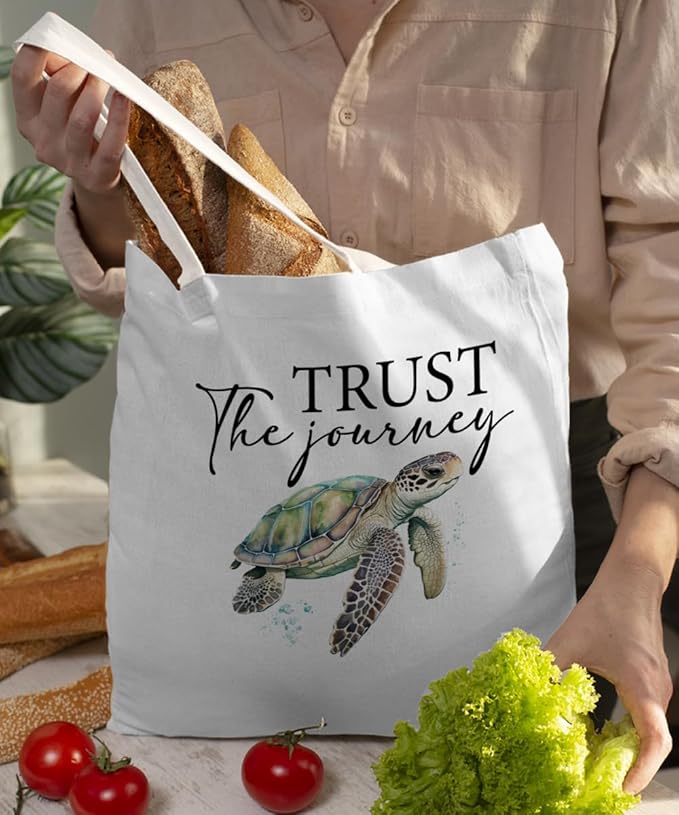 Lake Turtle Canvas Tote Bag for Women Teen Girls Gifts Cute Small Travel Work Tote Bags Reusable Grocery Bags Shoulder Bag