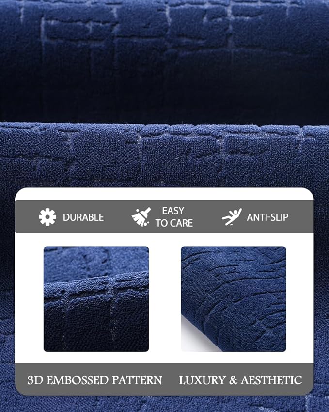 AMOAMI-Bath Mat-Absorbent Quick Dry Bathroom Floor Mats-Washable Rubber Backing Bath Mats for Bathroom Rugs Fit Under Door-Bath Rug for in Front of Sink Bathtub Shower Room, Navy 24''x70''