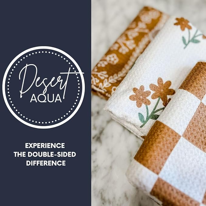 || 3 Pack|| Double Sided || Not Your Ordinary Dish Towels || Waffle Weave Microfiber || Highly Absorbent || Hanging Loop || Dish Cloths || Modern || Designer Prints (Coffee)