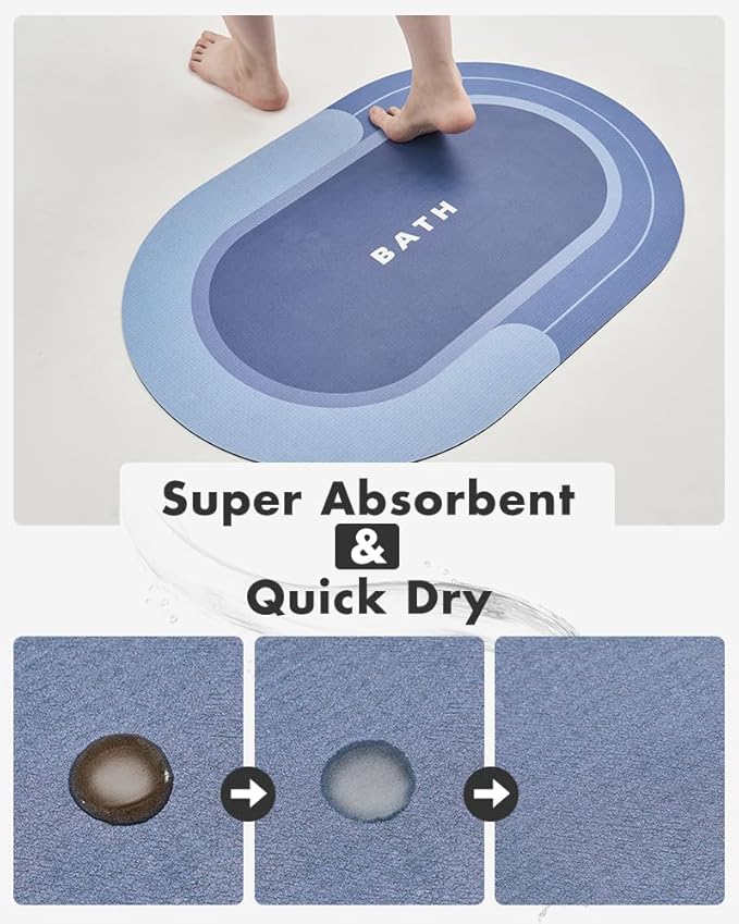 MontVoo Bath Mat - Non Slip, Quick Dry, Stain Resistant Bath Mat Rug for Bathroom Floor - Easy Care Shower Rug for Outside Bathtub - 17"x27" Navy