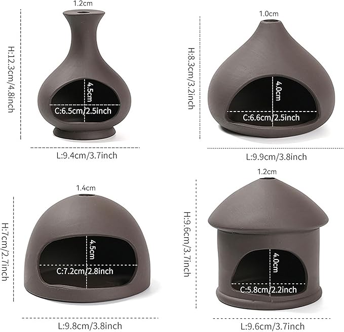 Palo Santo Stick Holder, Sage and Palo Santo Stick Burner, Handmade Ceramic Incense Burner with Chiminea Clay Incense Plate and ash Collector, Used for Meditation, Yoga, and Energy Purification