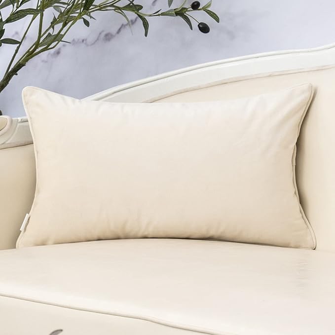 Yangest Beige Throw Pillow Cover Wavy Cushion Cover Modern Zippered Rectangular Pillowcase for Sofa Couch Bedroom Living Room Home, 12x20 Inch