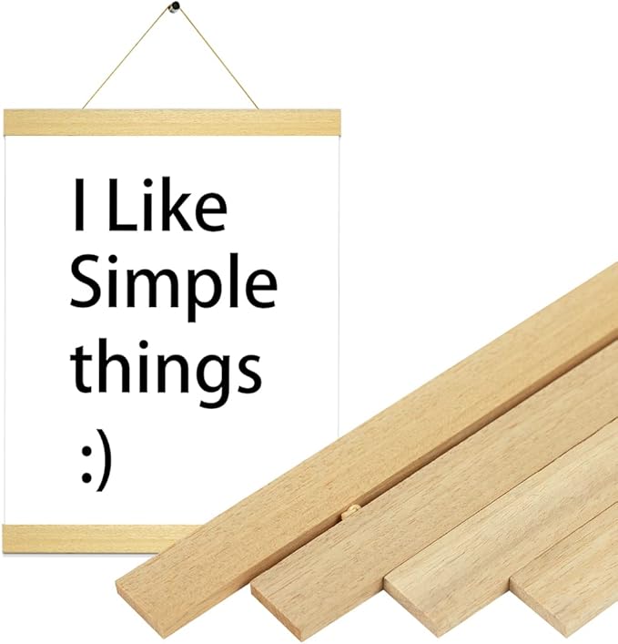 3 Pack Magnetic Poster Hanger Frame Natural Wooden Color 12x16 12x18 12x20 12x24 Poster Frame for Photo Picture Art Canvas Print Artwork Wall Hanging,Teak Wood 12''