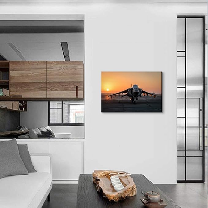 Airplane Decor AV-8B Harrier II Fighter Aviation Jets Poster Aviation Posters Airplane Pictures Wall Art Military Planes Poster for Boys Room Decor (12''Hx18''W)