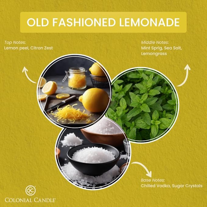 Colonial Candle Old Fashioned Lemonade Jar Candle, 2 Wick, 3.5 oz, Mottled Wax Candle