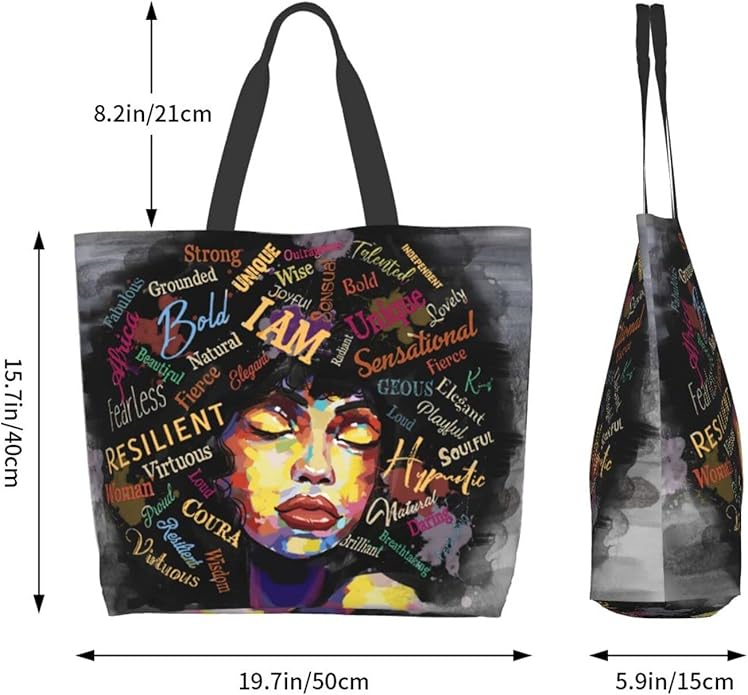 IAGM Women Tote Bags African American Woman Shoulder Bag Afro Black Girl Magic Satchel Handbags For Shopping,Work,Grocery,Gym