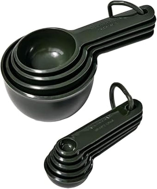 KitchenAid Plastic Measuring Cups and Spoon Set, Set of 9, /4, 1/2, 1/3, and 1 cup sizes, and 1 tbsp, 1/2 tbsp, 1 tsp, 1/2 tsp and 1/4 tsp, Evergreen