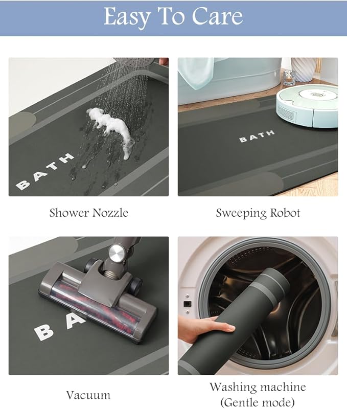 MontVoo Bath Mat-Bath Mats Non Slip Super Absorbent Stain Resistant Quick Dry Thin - 17"x27" Darkgrey