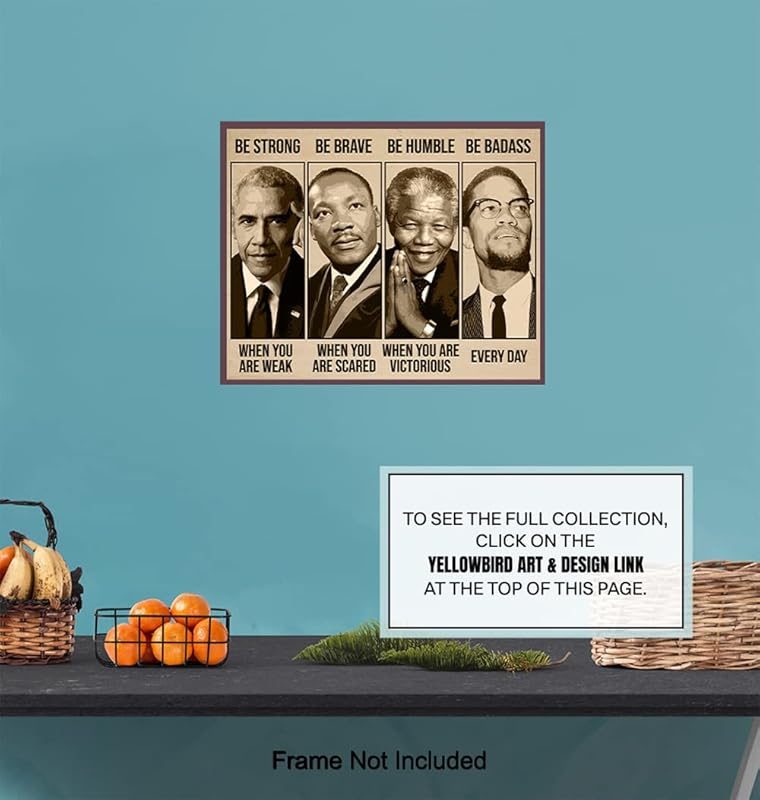 Inspirational African American Wall Art & Decor - Be Strong Be Brave Be Badass - Classroom Decor - Positive Motivational Quotes - Black Culture - Black Pride - Afro American, Black Men, Boys Poster