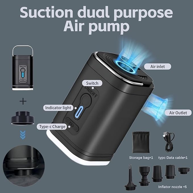 Vacuum Compression Backpack with Pump, Extra Large Capacity 45L Expandable Travel Backpack, Water Resistant 17.3" Laptop Backpack with USB Charging Port for Men & Women