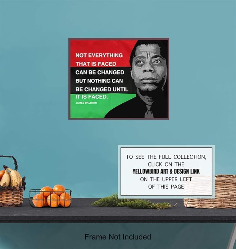 James Baldwin Quote, Black Leaders Inspirational Wall Art Print - 8x10 Civil Rights Home Decor, Classroom Decoration on African American Flag - Gift for Teacher, Black History Month - Unframed Poster