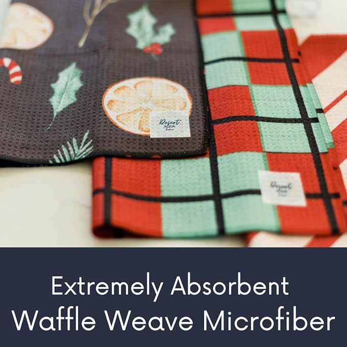 || 3 Pack|| Double Sided Dish Towels || Waffle Weave Microfiber|| Highly Absorbent || Hanging Loop || Dish Cloths || Modern || Designer Prints