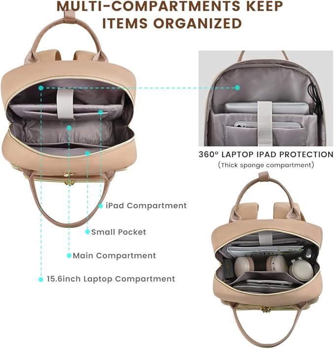 LOVEVOOK Laptop Backpack for Women, Water Resistant Travel Work Backpacks Purse Business Teacher Nurse Computer Bag