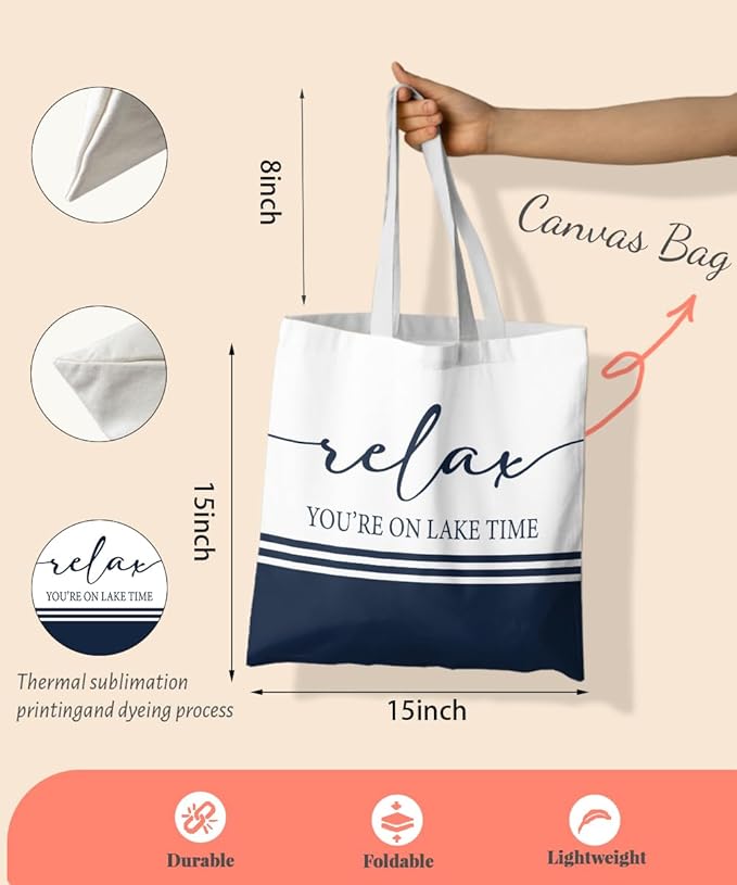 Lake Turtle Canvas Tote Bag for Women Teen Girls Gifts Cute Small Travel Work Tote Bags Reusable Grocery Bags Shoulder Bag