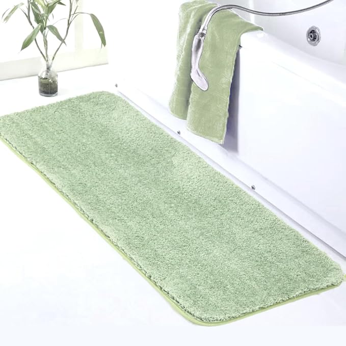 Walensee Large Bathroom Rug (24 x 60, Pale Green) Extra Soft and Absorbent Shaggy Bath Mat Machine Washable Microfiber Non Slip Luxury Floor Mat