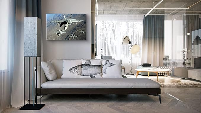 Airplane Wall Art F/A-18E/F Hornet Strike Fighter Aviation Art Prints Airplane Posters Plane Poster Jet Wall Art Airplane Poster Military Wall Art for Boys Room Bedroom Decor (12''Hx18''W)