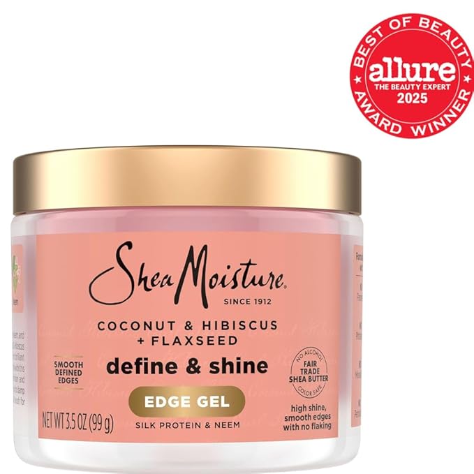 Shea Moisture Define & Shine Edge Gel + Flaxseed Coconut & Hibiscus Holds and Controls Edges All Day Infused With Glycerin, Coconut Oil and an Invigorating Sweet Scent Paraben-Free Hair 3.5 OZ