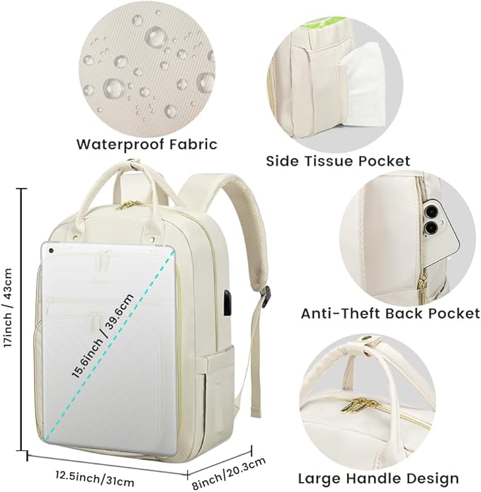 LOVEVOOK Laptop Backpack for Women, Beige
