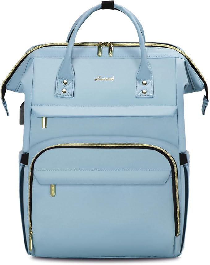 LOVEVOOK Laptop Backpack for Women,15.6 Inch Professional Womens Travel Backpack Purse Computer Laptop Bag Nurse Teacher Backpack,Waterproof College Work Bags Carry on Back Pack with USB Port,Sky Blue