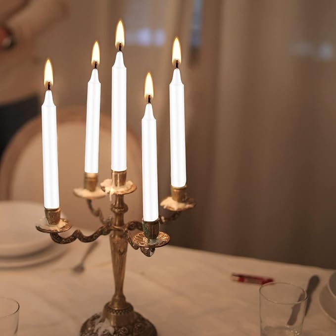 Set of 40 White Spell & Chime – Premium Mini Taper Candles for Rituals, Prayer, Birthdays, Meditation, Altar - 4 Inch Tall, Unscented (White)