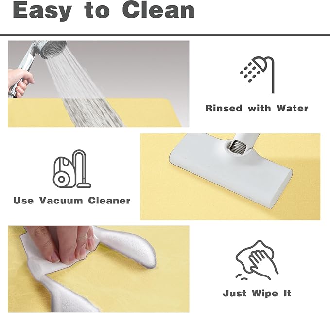 Bathroom Mat Quick Dry, Bathroom Rugs Non Slip Washable Thin Absorbent Bath Mat Fits Under Door Bathroom Floor Mat Perfect for Bath, Shower, or Sink 16"x24" Light Yellow