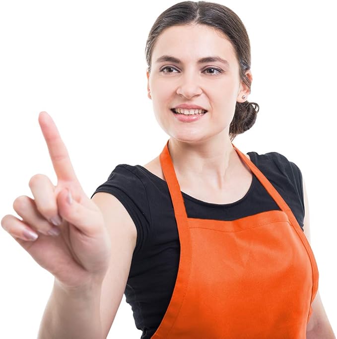 6 PCS Plain Bib Aprons for Women Men Bulk,Multicolor Apron with 2 Pockets for Painting Crafting Baking Cooking Kitchen.(6pcs-6colors) …