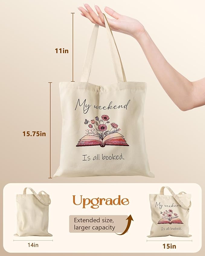 Canvas Tote Bag for Women – Aesthetic Canvas Bag with Zipper Cute Stylish Reusable Shoulder Totes for Shopping Work Daily Vacation, Weekend Book