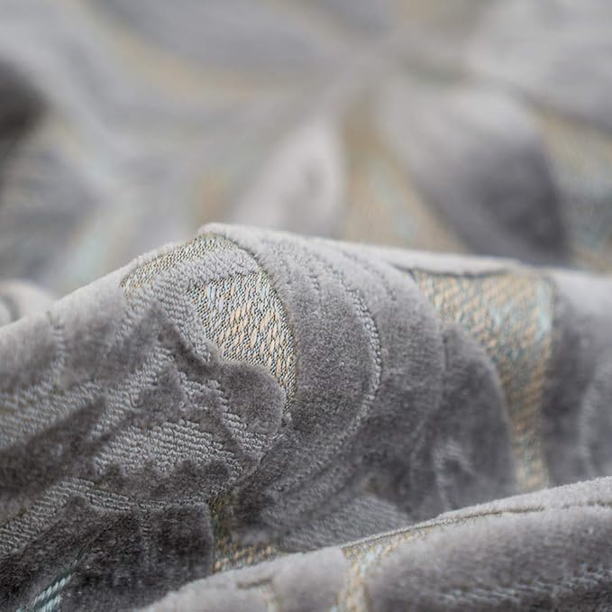 Alerfa 20 x 20 Inch Gray Silver Square Maple Leaf Pillow Embroidery Cut Velvet Cushion Case Luxury Modern Lumbar Throw Pillow Cover Decorative Pillow for Couch Sofa Living Room Bedroom Car